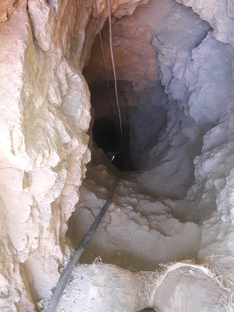 Looking down 53 meter shaft